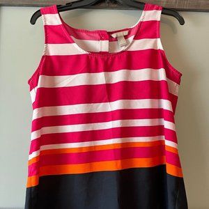 Banana Republic - Pink, White, Orange and Navy Blue Striped Shell